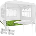 tectake® Tendone per Feste, Padiglione Gazebo Esterno Resistente con 3 Pezzi Laterali, Gazebo da Esterno con Finestre, Gazebo Impermeabile, Resistente ai Raggi UV, 300 x 300 x 250 cm - Bianco