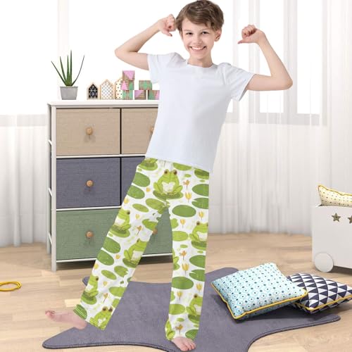 Boy's Pants Green Frog Setting Jogger Pants Elastic Waist Long Bottoms Trousers with Pockets 6-14 Years4