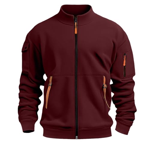 Men's Full Zip Sweatshirts Outdoor Gym Sports Tactical Jackets Long Sleeve Stand Collar Athletic Sweatshirt with Pockets3