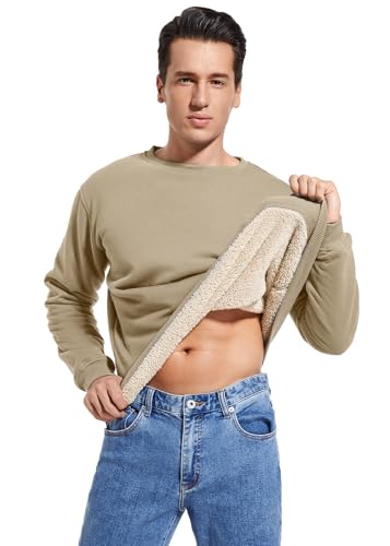 Men's Sherpa Lined Cotton Sweatshirts Pullover Fleece Crewneck Sweatshirt for Men4