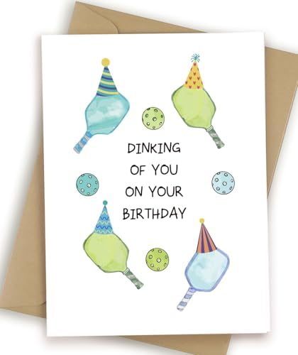 Funny Pickleball Birthday Card for Women, Birthday Gifts for Men Women, Thinking Of You Birthday Card, Hilarious Sport Themed Card for Men Husband Boyfriend Him, Dinking Of You On Your Birthday
