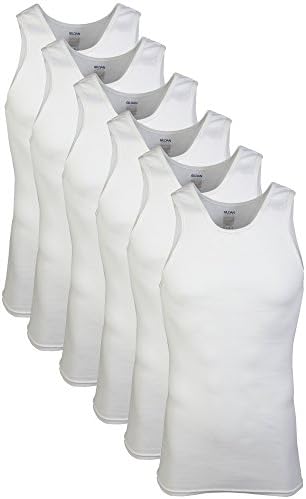 Gildan Men's A-shirt Tanks, Multipack, Style G1104, White (6 Pack), XX-Large