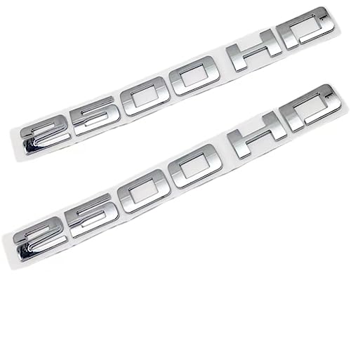Image of 2pcs 2500HD 2500 HD Nameplates Emblems 3D Decal Badges Replacement for Both Side Doors or Tail Doors (Silver)