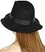 SERENITA Wool Felt Fedora Hats for Women, Panama Hat, Wide Brim Hats, Fall Floppy Hat Women, Beach Hats, ClocheGrosgrain Black