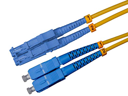 Câble fibre optique E2000-SC haute précision OS2 duplex 9/125 gaine jaune 2 mètres
