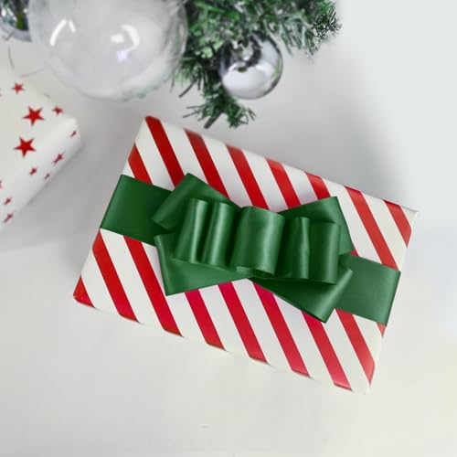 Image of Double Face Forest Green Satin Ribbon 1-1 /2 inch X 25 Yards Polyester Forest Green Ribbon for Gift Wrapping Very Suitable for Weddings Party Hair Bow Invitation Decorations and More