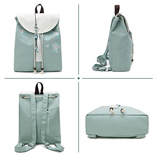 Mazexy Handmade Embroidered Backpack For Travel Shopping Wedding With Pendant And Tassels (Pear_Blossom) #TOP5