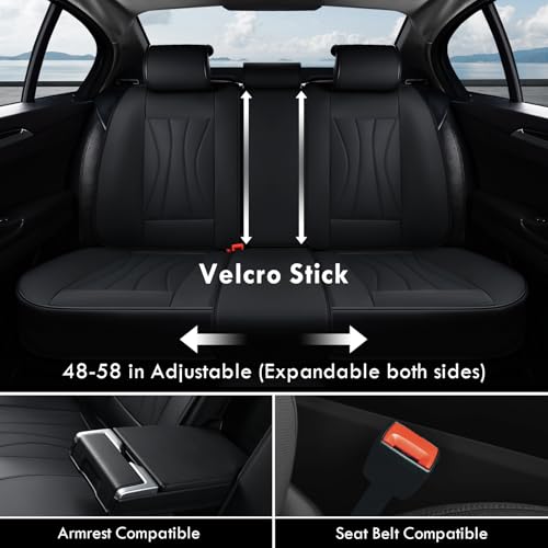 Image of Coverado Seat Covers Full Set, Leather Car Seat Covers, Waterproof Seat Covers for Cars, Front and Back Seat Covers, Car Seat Protectors Car Seat Cushions Universal Fit for Most Cars, Black