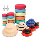 CASOMAN Buffing and Polishing Pad Kit with Mix Size (1', 2', 3') Kit with 5/8'-11 Thread Backing pad & Adapters 29 Piece Set for Car Sanding, Polishing, Waxing, Sealing Glaze