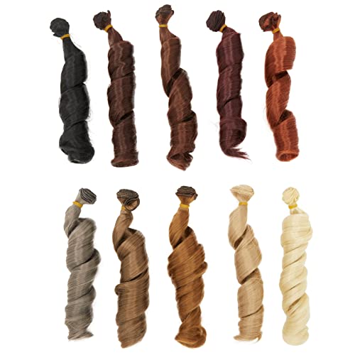 10-Pack Long Curly Synthetic Doll Hair Wefts, 39.4X10-Inch Faux Hair Extensions For Making Dolly And Figurine Wigs, Rerooting, Crafting And Art Supplies (Natural Colors) #TOP18