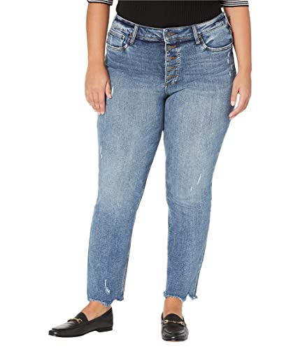 KUT from the Kloth Rachael High-Rise Fab AB Mom Button Fly Raw Hem in Intelligent