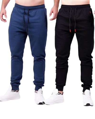 Men's Active Premium Quality Workout Joggers, Sweatpants with Zipper Pocket, Adjustable Drawstring, S-XXL