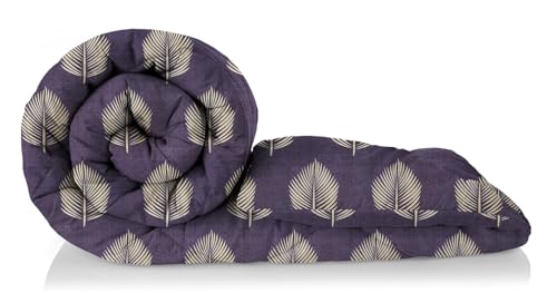 Image of HOMEKART 220 GSM Premium Reversible Microfiber AC Comforter for Double Bed | Soft, Lightweight & Breathable All-Season 3-Layer Quilted Blanket (220 x 240 cm, Floral Violet)