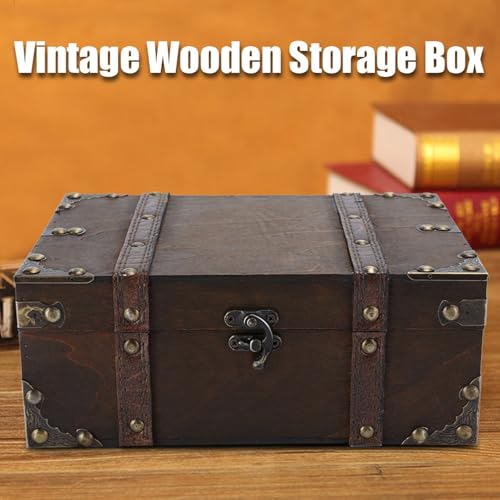 Treasure Box, Vintage Wooden Storage Box Decorative Treasure Jewelry Chest with Lock Home Decoration Decorative Box(01 Without Lock) by Yosoo - Used condition - Image 2