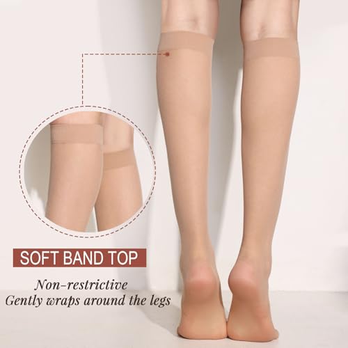 12 Pairs Knee High Stockings for Women, 20 Denier Sheer Nylon Socks for Women2