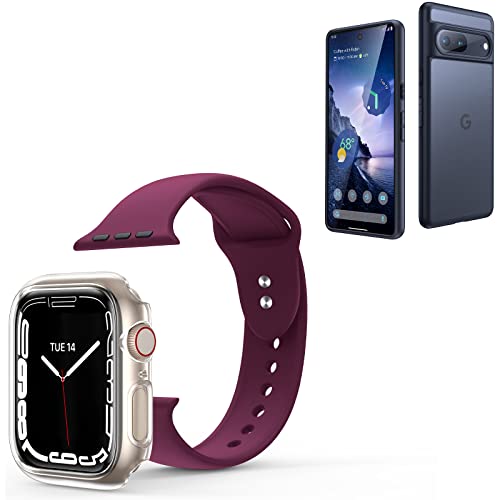 Humixx Translucent Matte for Google Pixel 7 Case & Humixx Sport Silicone Bands Fit for Apple Watch Band