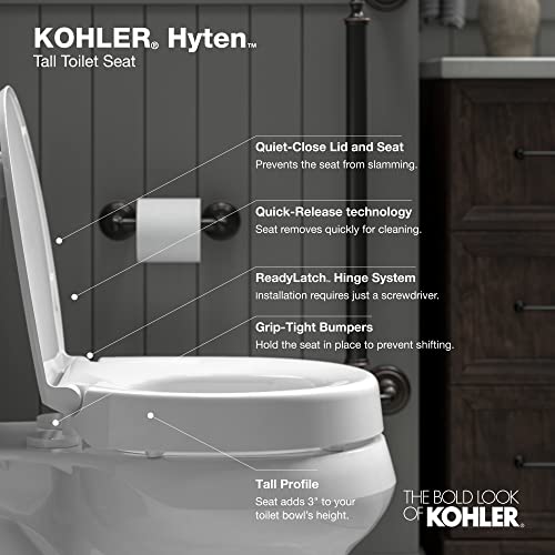 KOHLER 258750 Hyten Elevated QuietClose Elongated Toilet Seat