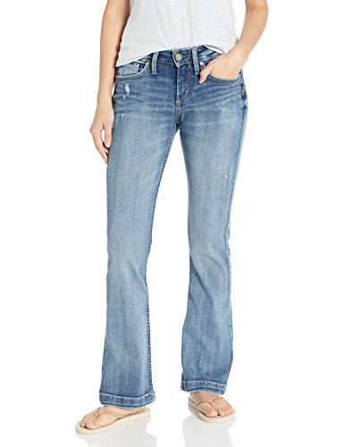 Silver Jeans Co. Women's Suki Curvy Fit Mid Rise Bootcut Jeans, Medium wide Hem, 28W X 33L