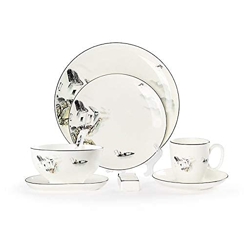 Bone China Geschirr Set Keramik n, Teller, Tassen und Untertassen Landschaftsmalerei Stil Geschirr Set New Chinese Style Dinner Set für Home Hotel