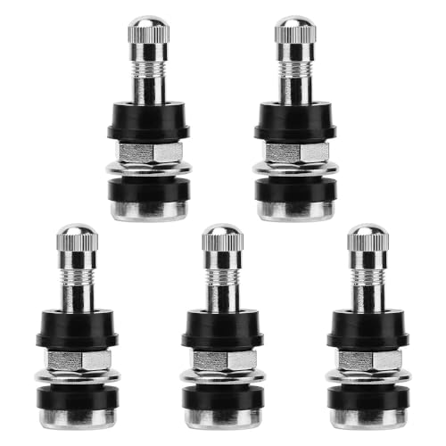 Riseuvo 5 Pcs TR416 Metal Clamp-in Tire Valve Stems - High Pressure Tubeless Valves for 0.453 & 0.625 Rim Holes Fit Cars Trucks Trailers & ATVs