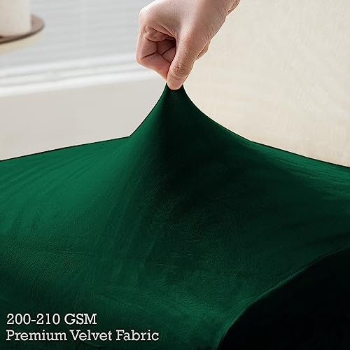 Image of HOKIPO Velvet Chair Covers for Long Back Dining Chair, Set of 2, Hunter Green (AR-4760-HGR*2)