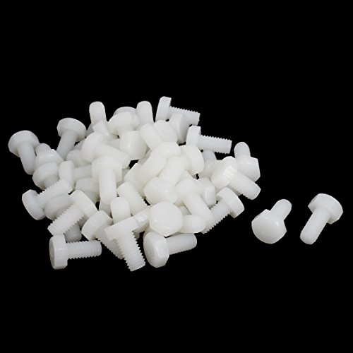 Image of uxcell M6 x 12mm Full Thread Nylon Metric Hex Head Cap Screw Bolt 50 Pcs