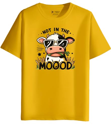 Image of XENOVAURBAN Men's Regular Fit Printed Round Neck Cotton T-Shirt | Graphic Printed Casual Wear Unisex Fit XS to 3XL Tshirt RN-MOOOD