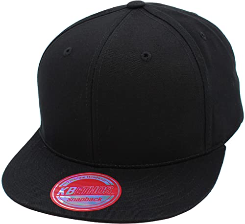 Image of KBETHOS Classic Snapback Hat Blank Cap Underbrim Cotton Wool Blend Flat Visor Adjustable Unisex