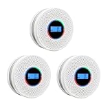 Smoke Detector Carbon Monoxide Detector Combo with Digital Display and Sound Light Alarm, 2-in-1 Smoke & CO Alarm with Battery Operated for Home, Travel or RV