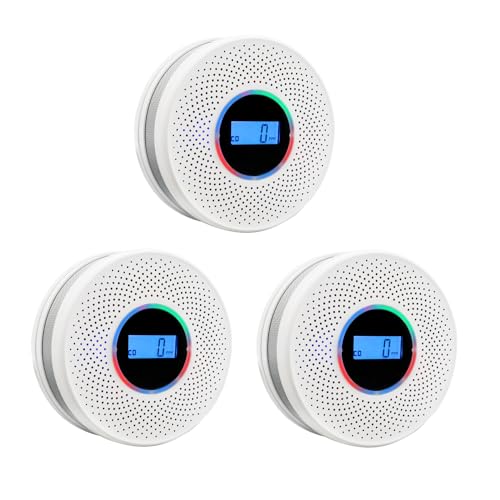 Smoke Detector Carbon Monoxide Detector Combo with Digital Display and Sound Light Alarm, 2-in-1 Smoke & CO Alarm with Battery Operated for Home, Travel or RV