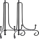 Tatuo 2 Packs Iron Display Stand, Iron Easel Plate Display, Photo Holder Stand for Home Decoration (2 Pack Black, 12 Inch)