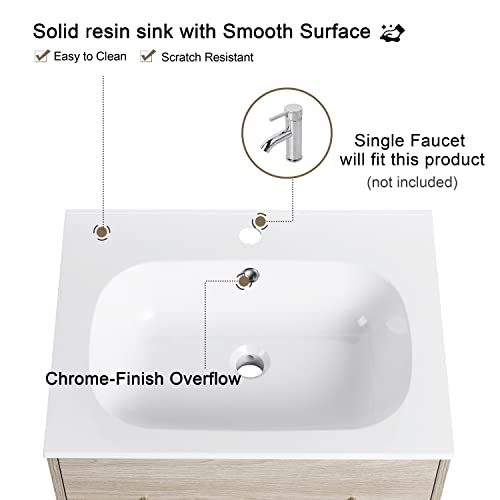 Malwee 24 Inch Floating Bathroom Vanity With Sink, 24 Inch Single Sink Wall Mounted Bathroom Vanity, With 2 Drawers And White Resin Basin Sink Top (Weo-049, 24''Wx18''D) #TOP2