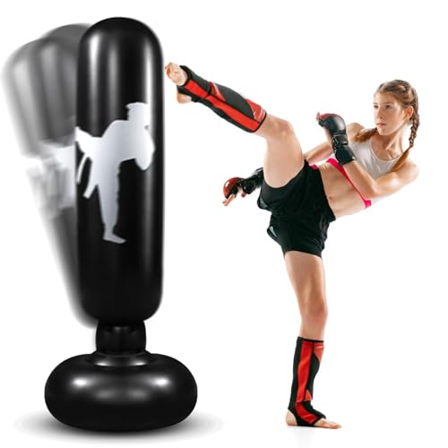 Saco de boxeo hinchable, saco de boxeo de 160 cm, saco de boxeo para niños, saco de boxeo inflable, saco de boxeo de pie, saco de boxeo de pie para niños, saco de boxeo de pie para kickboxing, karate