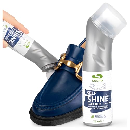 SULPO Crema Azul Marino para Zapatos, Betún con Esponja, Cuero, 75 ml