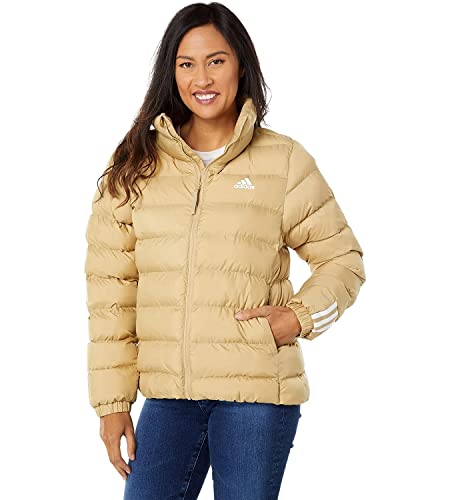 adidas womens Itavic 3-Stripes Midweight Hooded Jacket Beige Tone X-Small