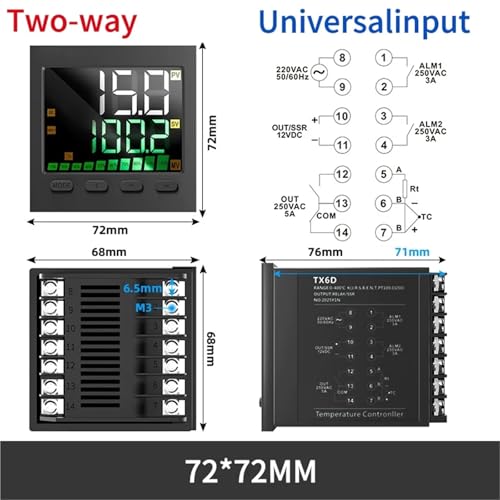 Thermostat digital 220V sortie relais statique bidirectionnel