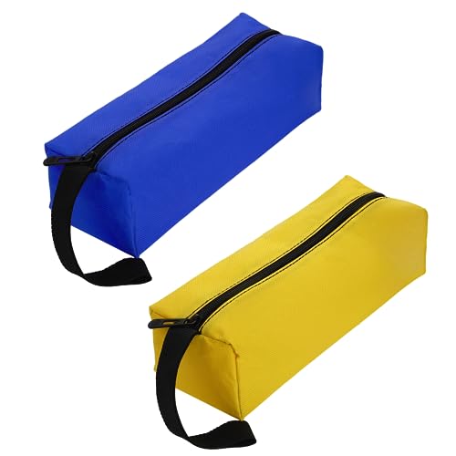 2Pcs Multipurpose Zipper Small Tool Bag, Canvas Tool Bags Small Tool Pouch Tote Bags Tool Organizer Storage Bag for Screwdriver Tool(Blue&Yellow)