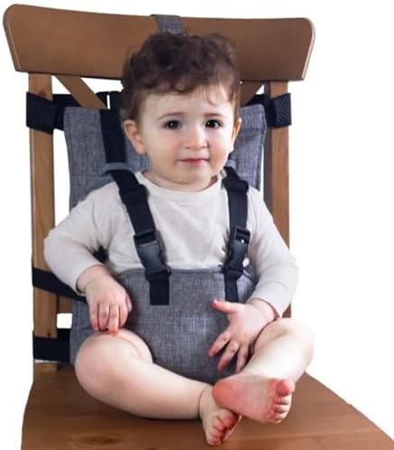 Tocypho Portable Safety Seat Harness for Baby, Toddler, Gray Oxford Cloth, Universal High Chair Harness, Adjustable Straps, Foldable, Travel, Home, Restaurants, Shopping