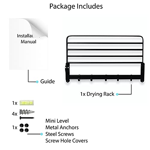 Brightmaison Clothes Drying Rack, Laundry Room Organizer With Hooks For Hanging, Wall Mounted Drying Rack Metal, Black #TOP6