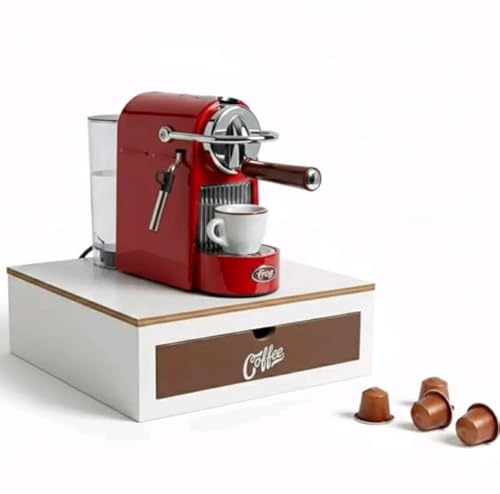 Porta Capsule Caffè in Bambù, Cassetto Estraibile, Supporto Macchina Copertura