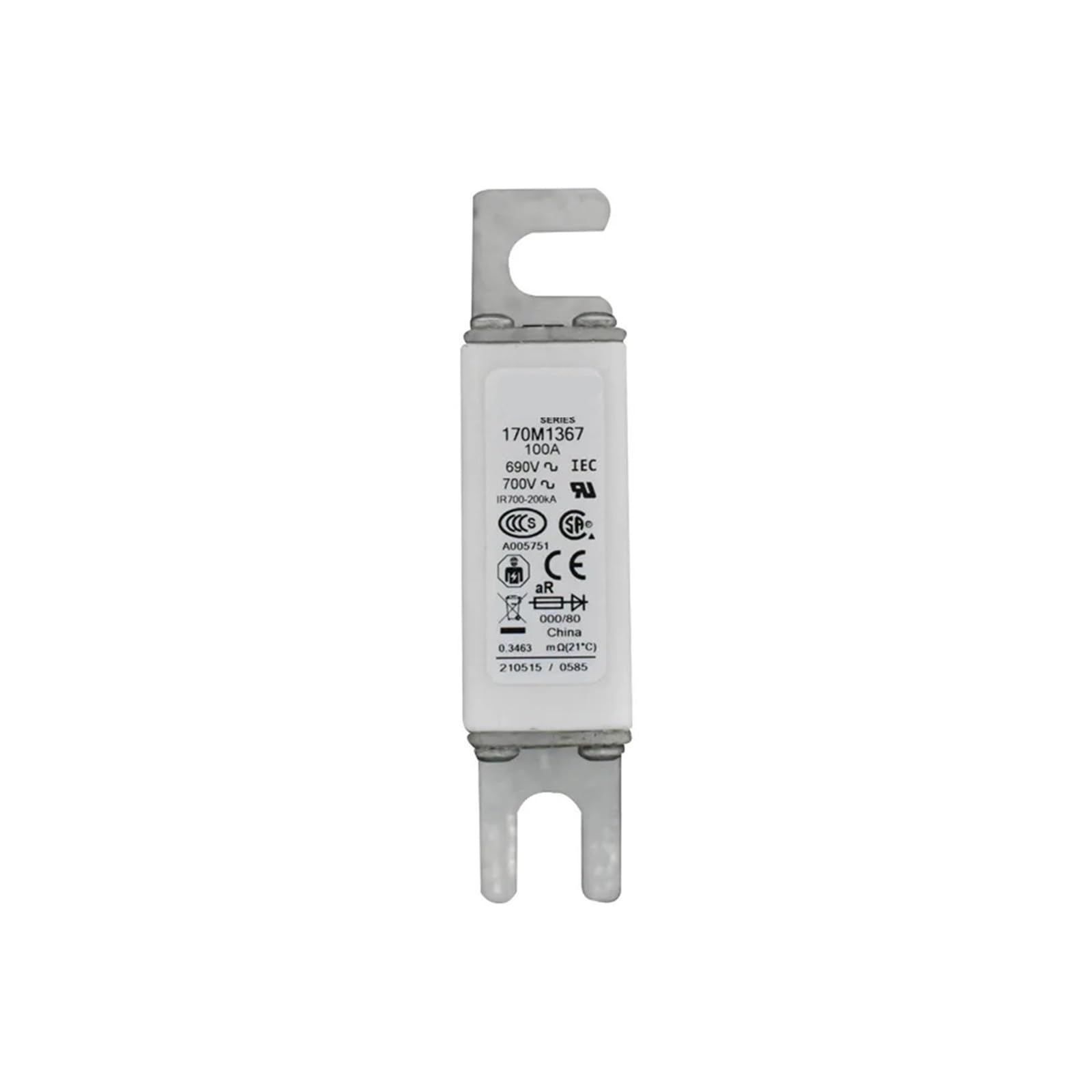 Fusible Rapide CC 170M1367 pour protection de puissance industrielle calibre 170M1365