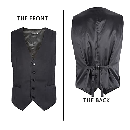 Image of Alizeal Mens Classic Solid Suit Vest Regular Fit Tuxedo Waistcoat