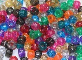 1000 ASSORTED GLITTER PONY BEADS