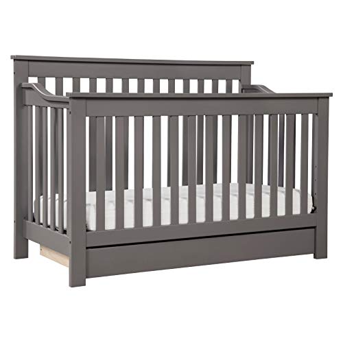 DaVinci Piedmont 4-in-1 Convertible Crib with Toddler Bed Conversion Kit in Slate, Greenguard Gold Certified