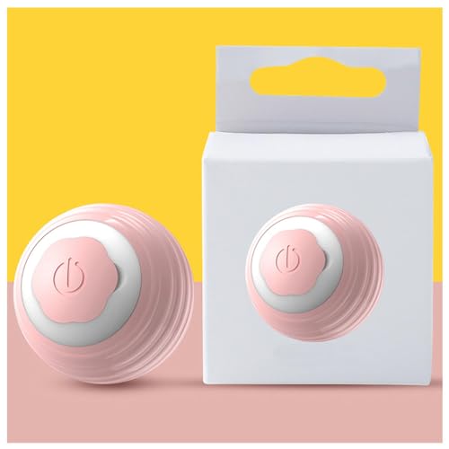Delyx Balle Interactive pour Chat éVitement Automatique des Obstacles, RéVeil par Impact Jeu pour Chat Silicone Silencieux E Ball Chat Jouer Chat Interieur,Pink