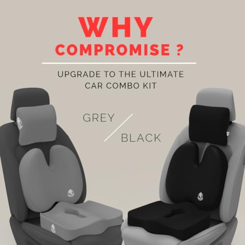 Image of MRRON Memory Foam Posture Corrector Car Seat Cushions Combo | Orthopedic Backrest, Coccyx Cushion & Neckrest | Ergonomic Lumbar Comfort Seat Cushion | Reduces Sciatica, (Black, Backpro)