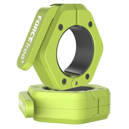 Forcefree+ Barbell Clips (Pair), Magnetic Barbell Clamps, Quick Release Olympic Barbell Clamps with Anti Slip TPR Grip, Barbell Collars for Secure Weightlifting & Powerlifting (MAG-Green)