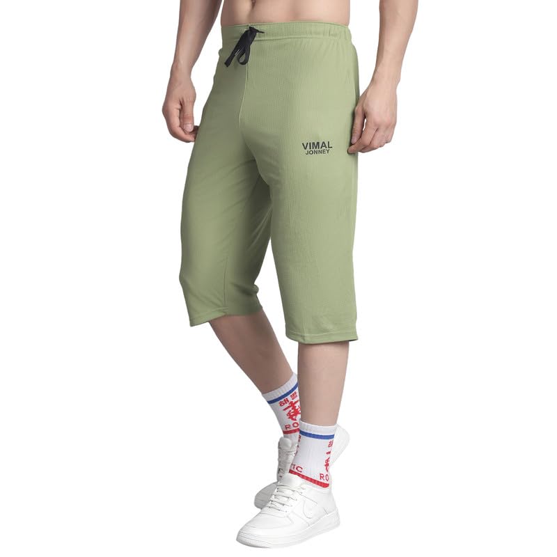 Image of Mack Jonney Solid Regular Fit Polyster Lycra Capri for Men-P
