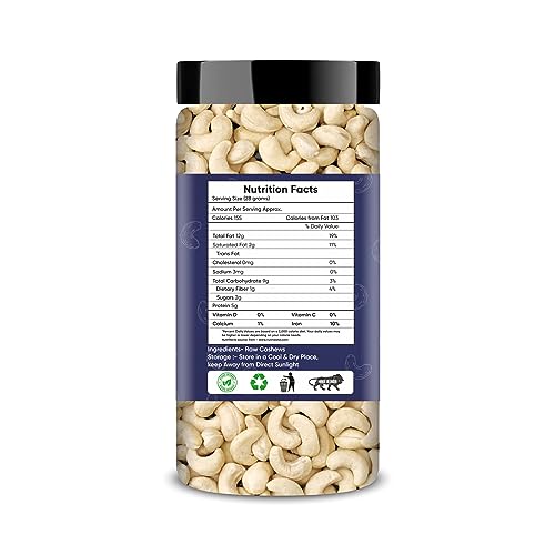 Image of Aldeira Whole Raw Cashews | 500 Gram Jar | Kaju Nuts | Plant Based Protein | Gluten-Free | Nutty Flavor | Healthy Snack | Rich Delicious Taste