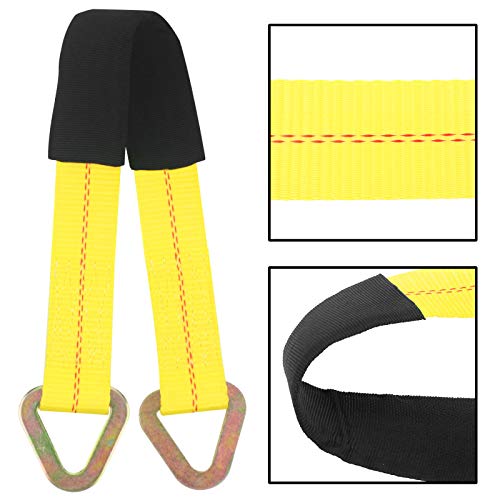 Robbor Axle Strap With D-Ring And Protective Sleeve 36 In. X 2 In Axle Tie Down Straps Offer 3333 Lb. Capacity (Wll) 10,000 Breaking Strength Heavy Duty Car Axle Tow Straps #TOP2